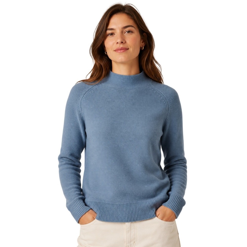 Kinross Garter Funnel‎ Neck Cotton Sweater